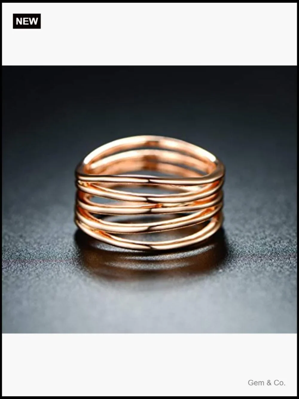 18K Gold Plated Statement Ring, Band Style, Sizes 5-10